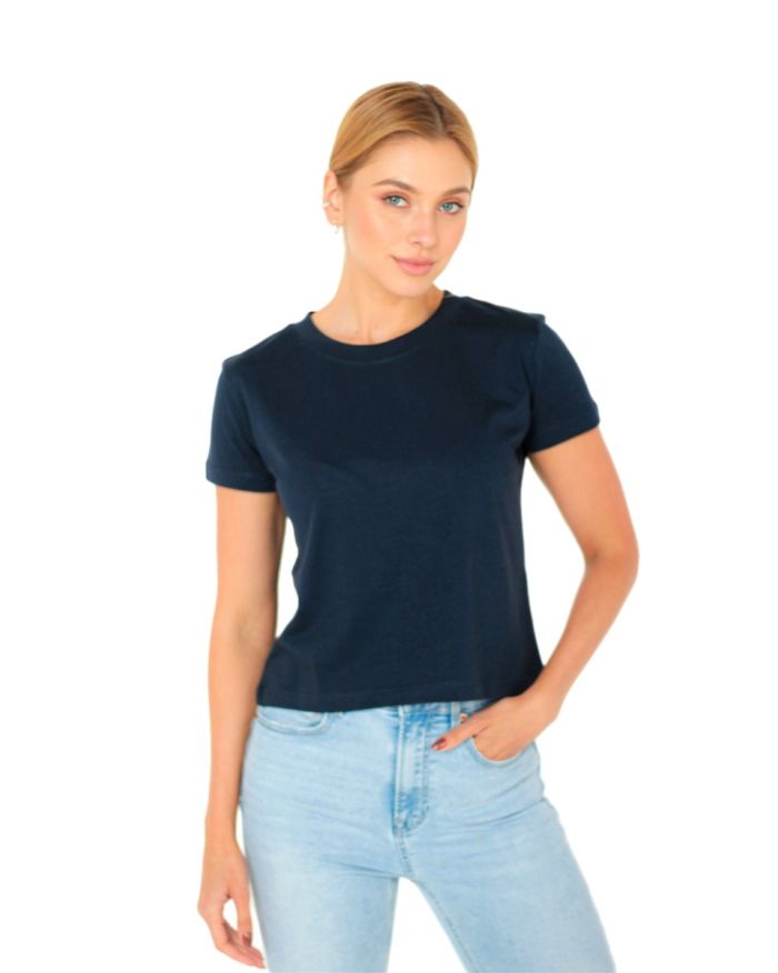 Camiseta Pima iuseu feminina azul marinho